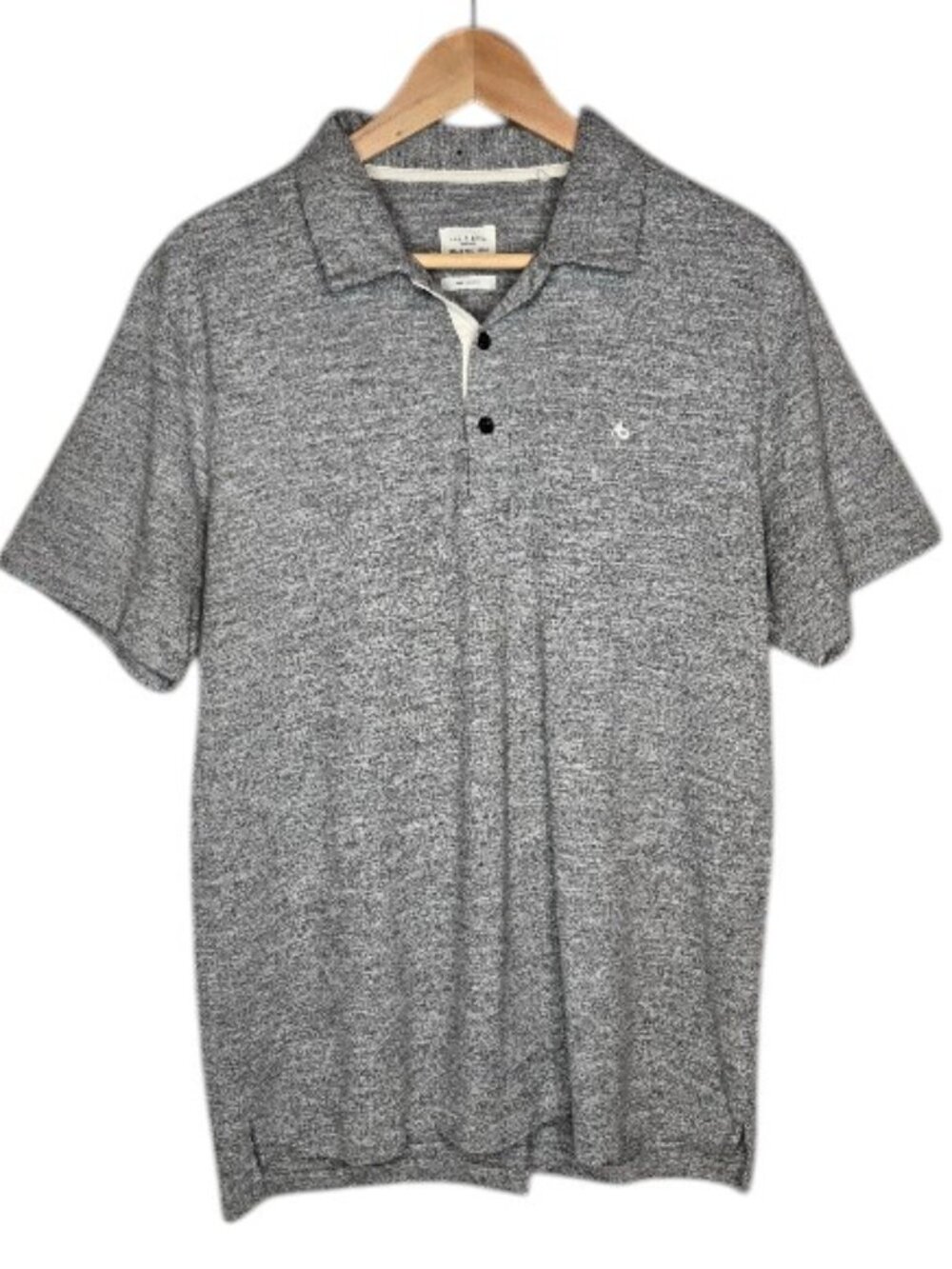 Rag & Bone Standard Issue Polo Shirt Mens Heather Grey Weighty Knit L